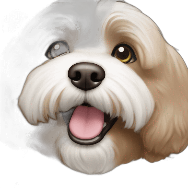 brown coloured dog bichon havanese  happy face emoji