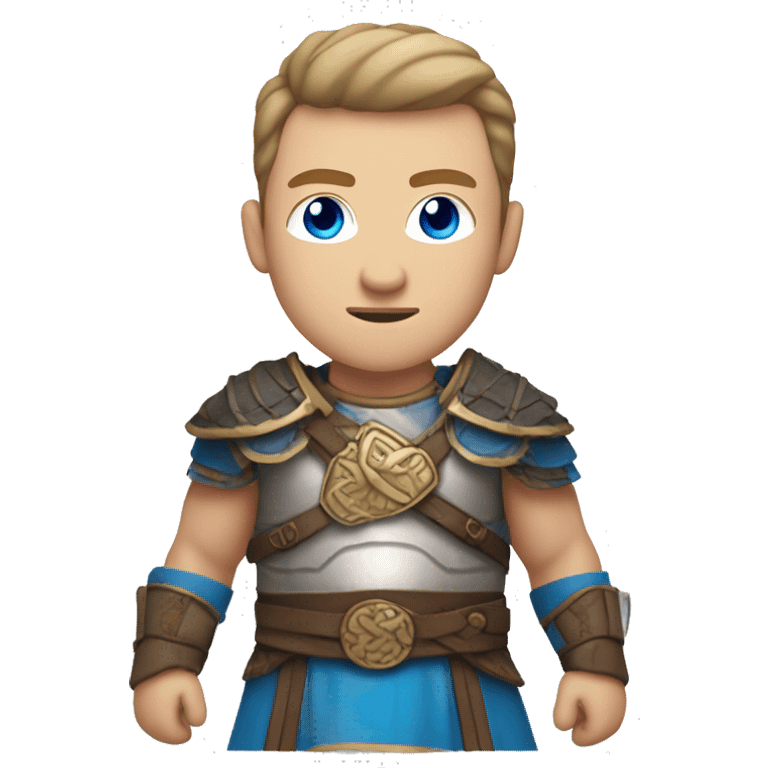 British white male with skin fade brown hair and blue eyes wearing a Mongolian warrior outfit emoji