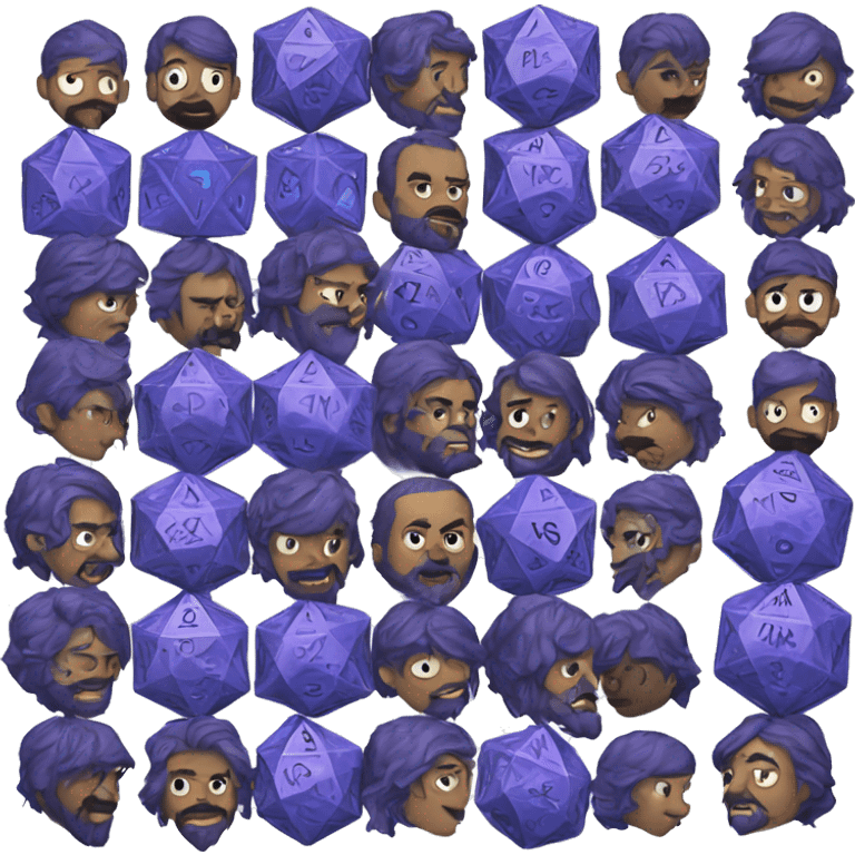 Twitch based emote reskinned to look like a blue D20 emoji