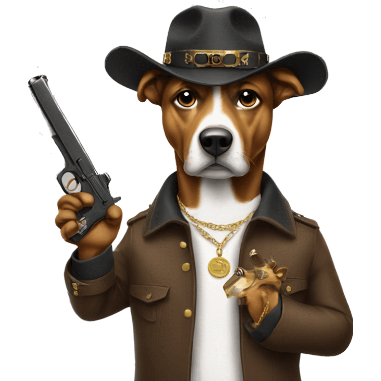 Rich dog with a fake gun emoji