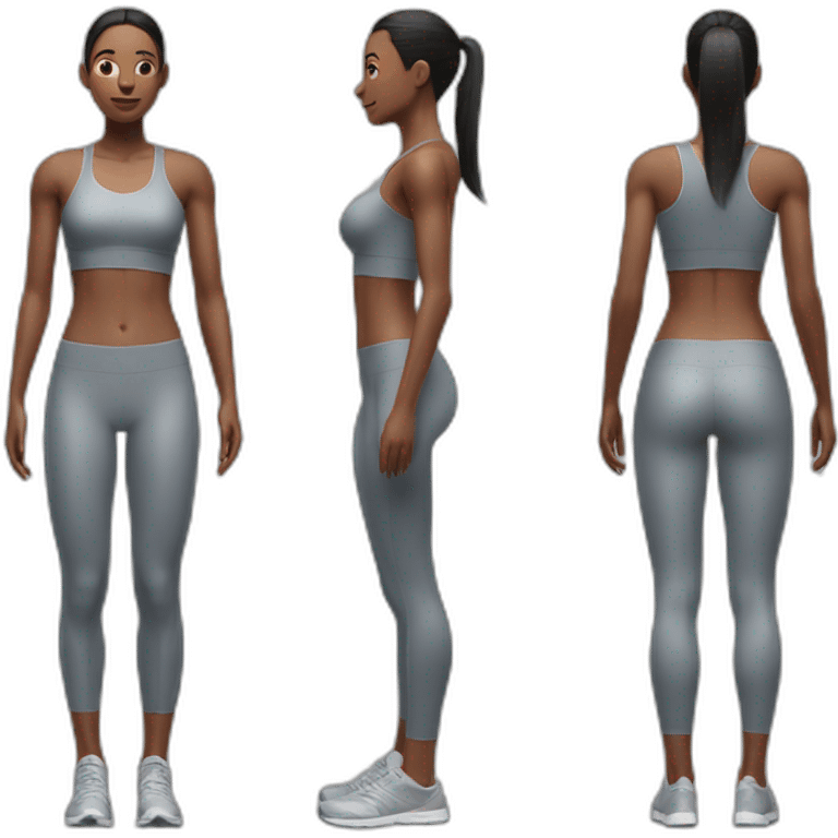 Athletic woman clothed in very tight-fitting thin 1% transparent garments emoji