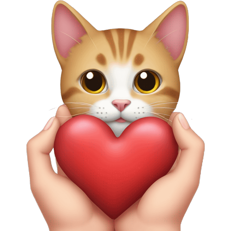 heart in the hands of a cat emoji