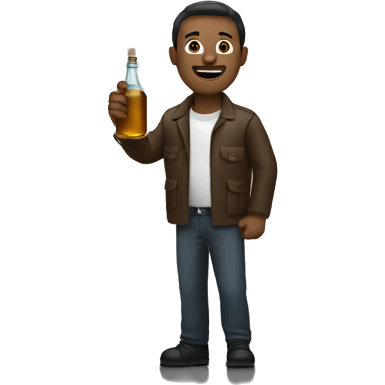 Man on a monolit with a bottle in right hand emoji