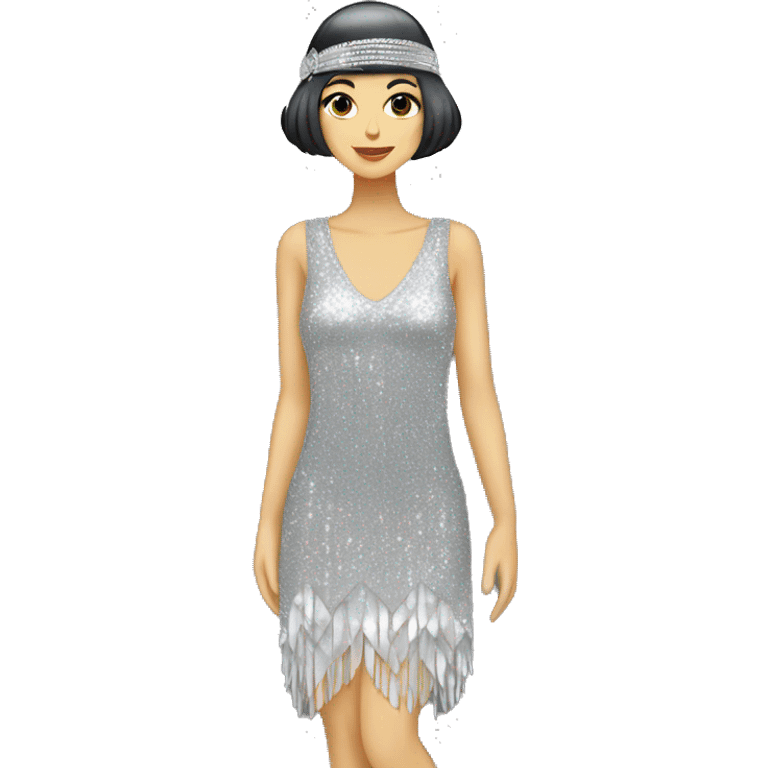 A silver sparkly flapper style dress emoji