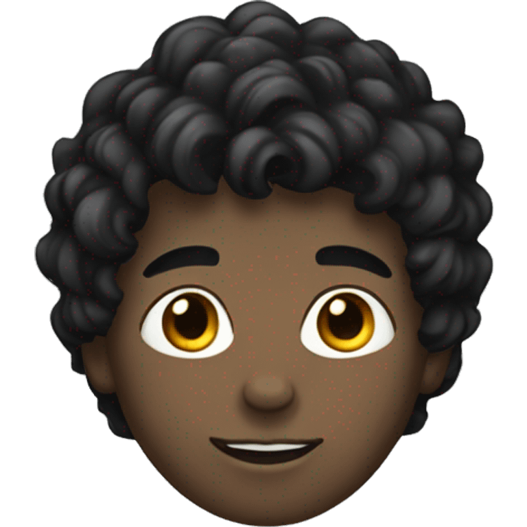 Boy with black wavy hair and white skin emoji