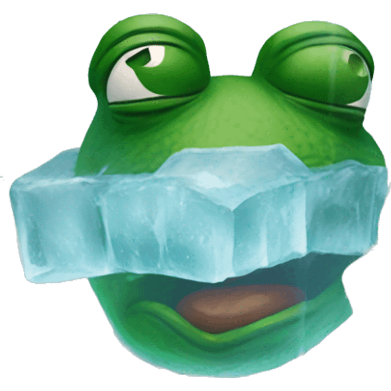 pepe the frog inside an icecube emoji