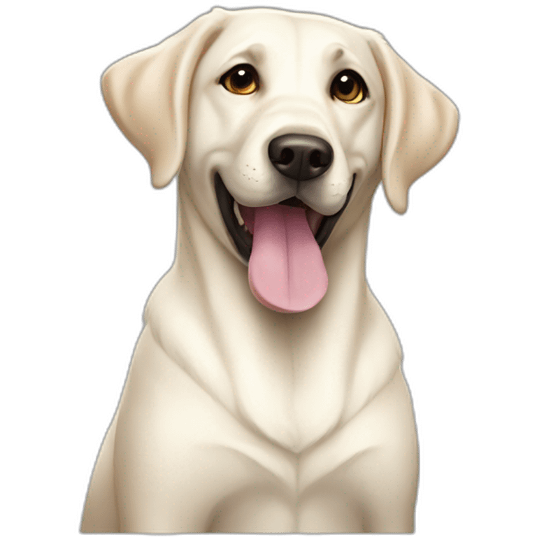 happy white labrador retriever with black nose, dark eyes and brown ears emoji