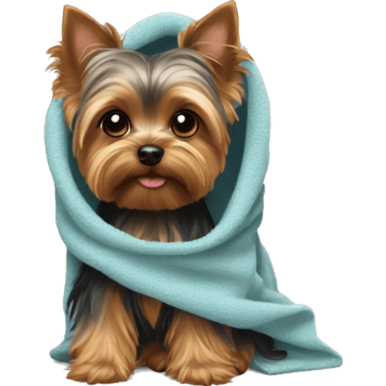 Yorkie with a blanket on emoji