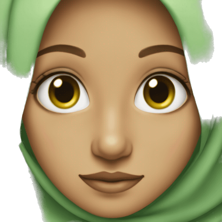 A hijabi girl with green eyes and freckles  emoji