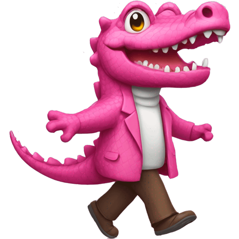 walking pink crocodile emoji