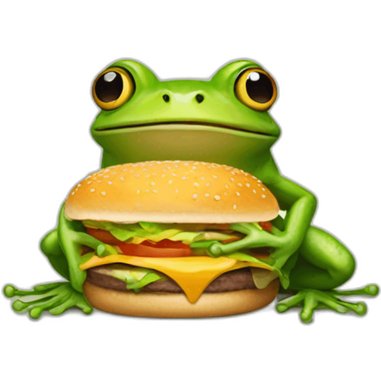 frog eating a burger emoji