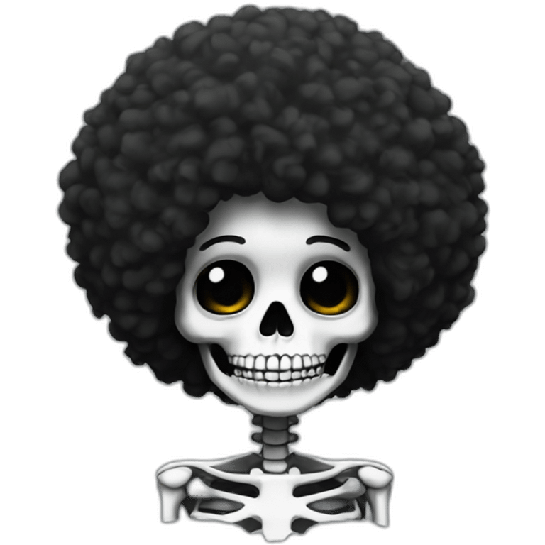 skeleton with afro hair black emoji