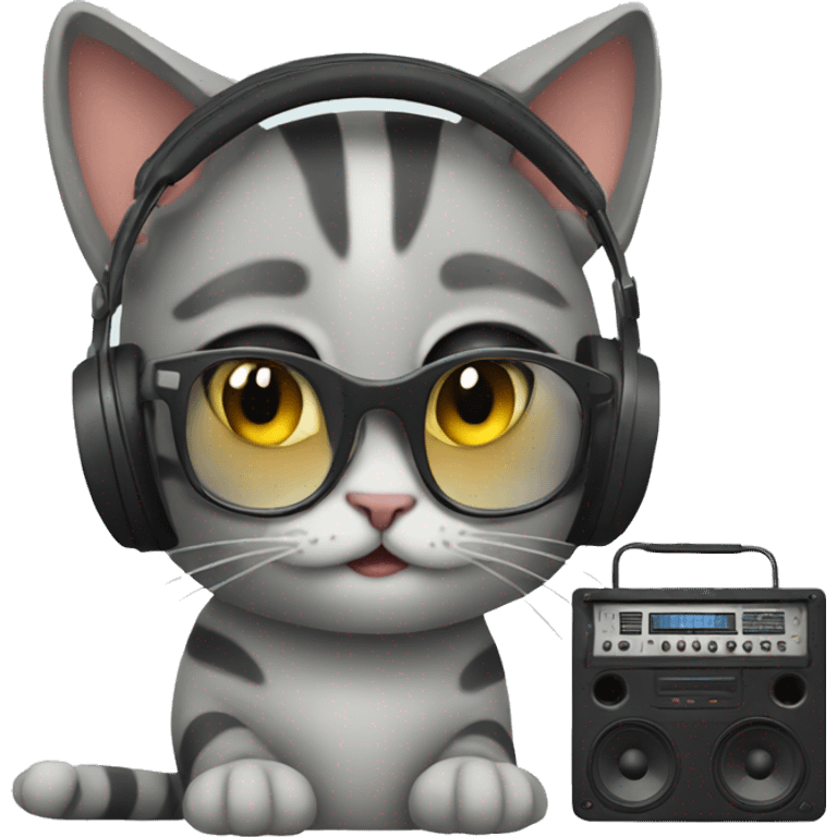 rock with listening music cat emoji