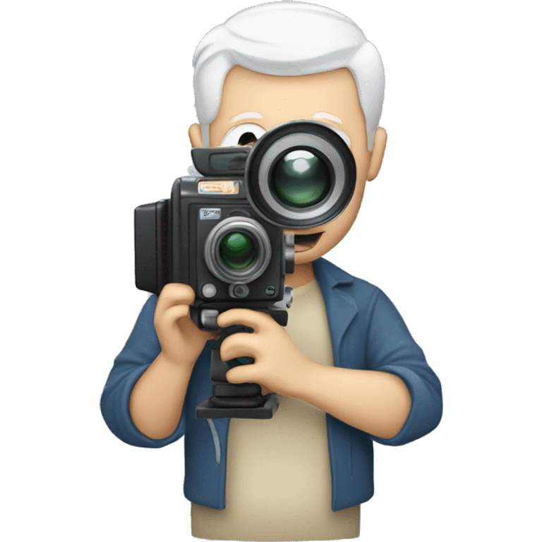 a man with white skin holding a cinema camera emoji