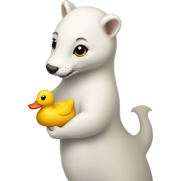 atonished ermine eating a rubber duck emoji