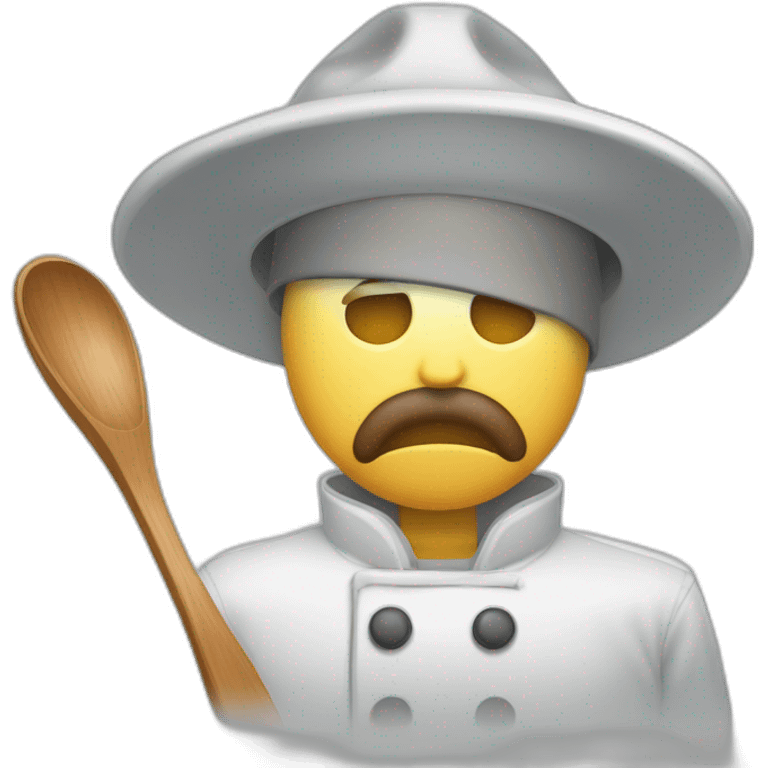 Canteen staff angry enrobed with a hat and ladle emoji