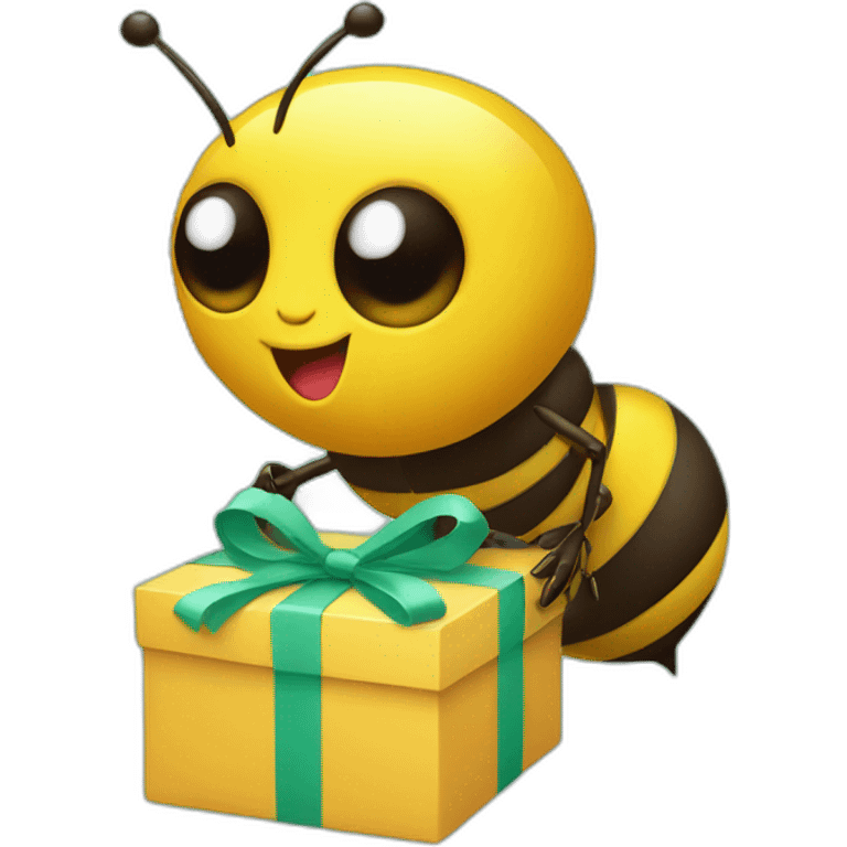 Bee with a gift box on his hands  emoji