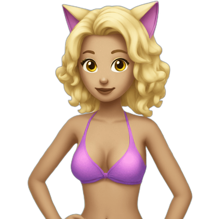 hot catgirl blonde swim suit emoji