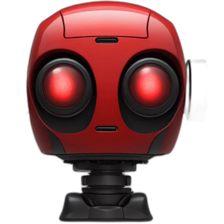 red robot with a black domed display head and red eyes emoji