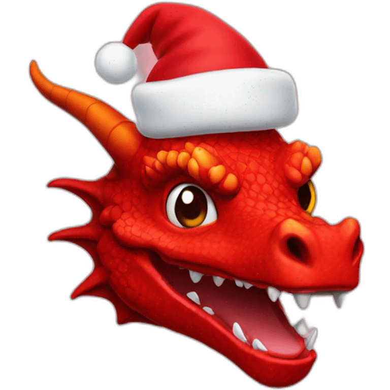 red dragon head with christmas hat emoji