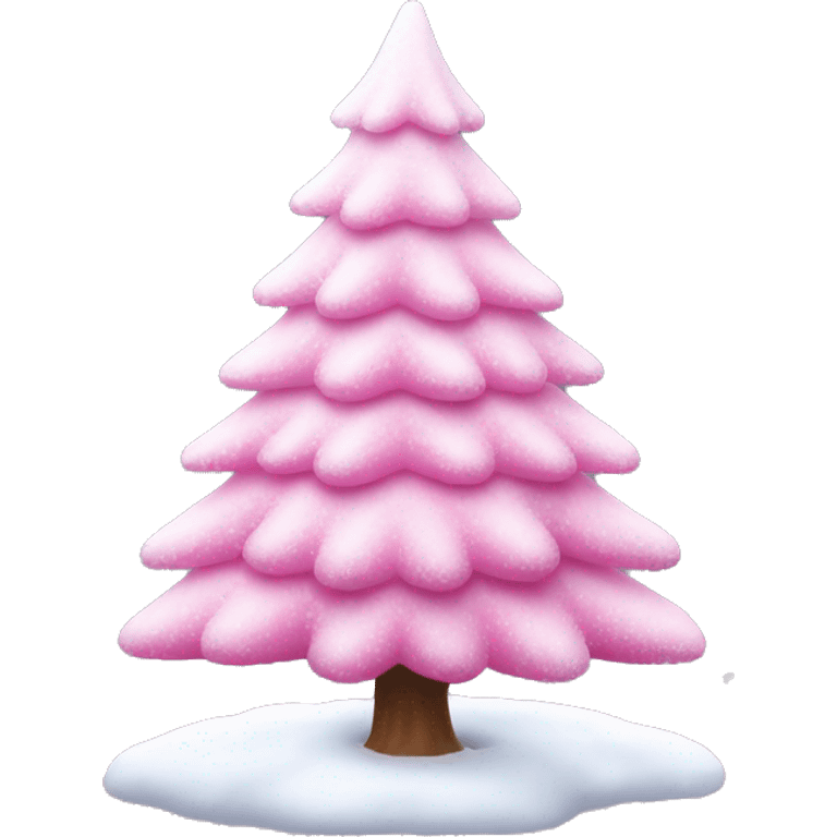 Pink christmas tree with snow no lights emoji