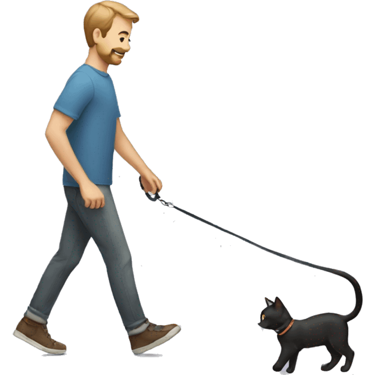 man walking a cat on a leash emoji