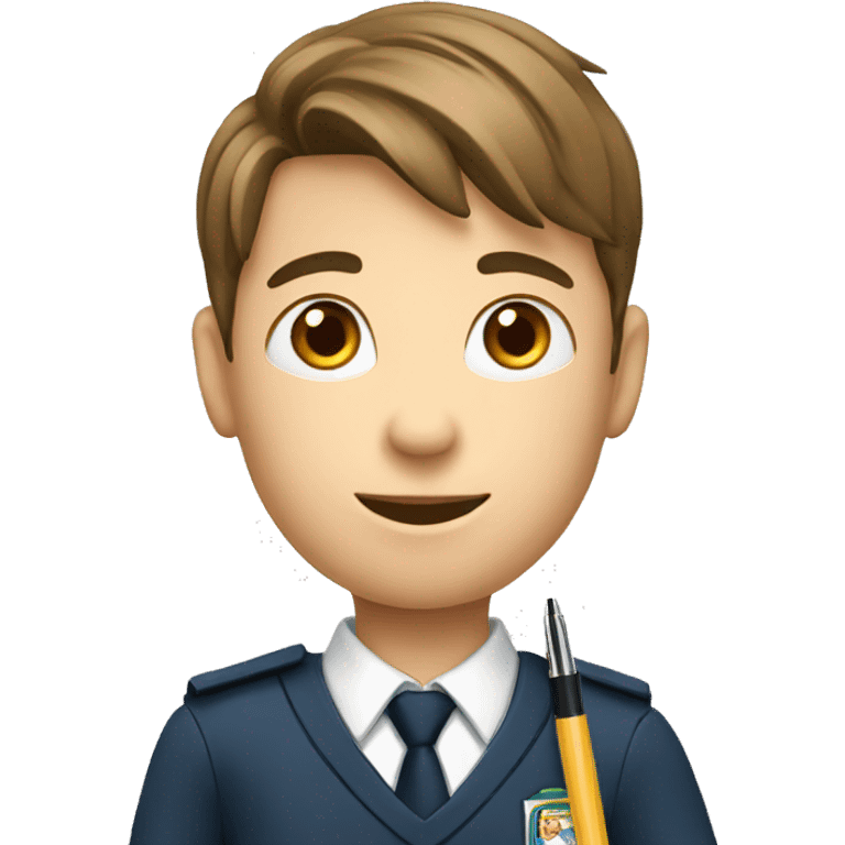 school boy in uniform holding a pen emoji