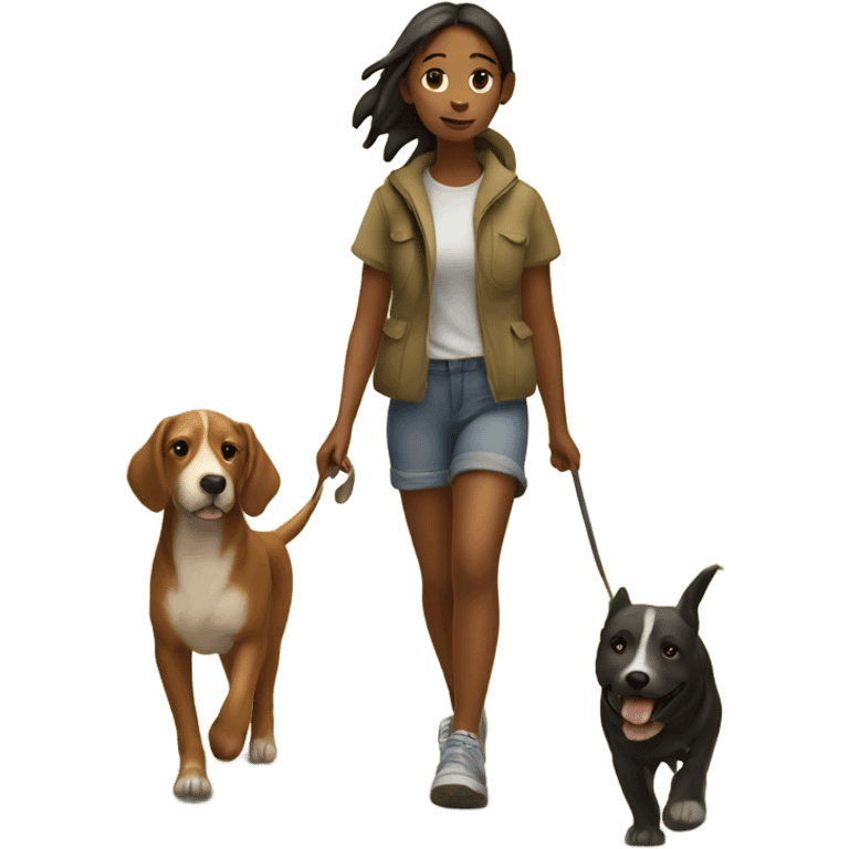 walking girl in nature with dog emoji