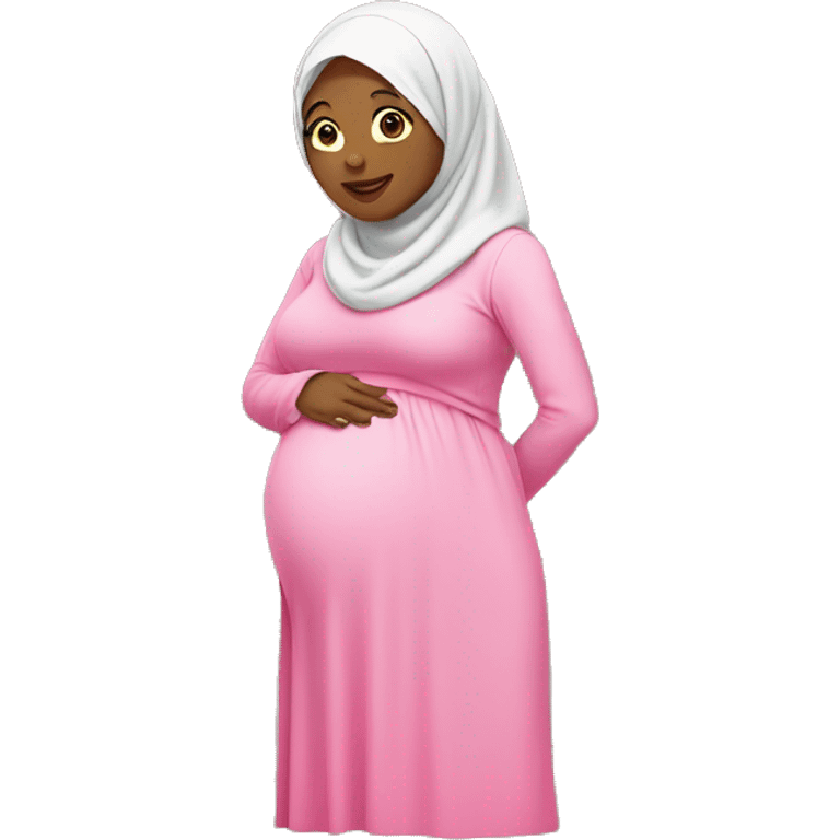 pregnant woman with hijab pink shirt emoji