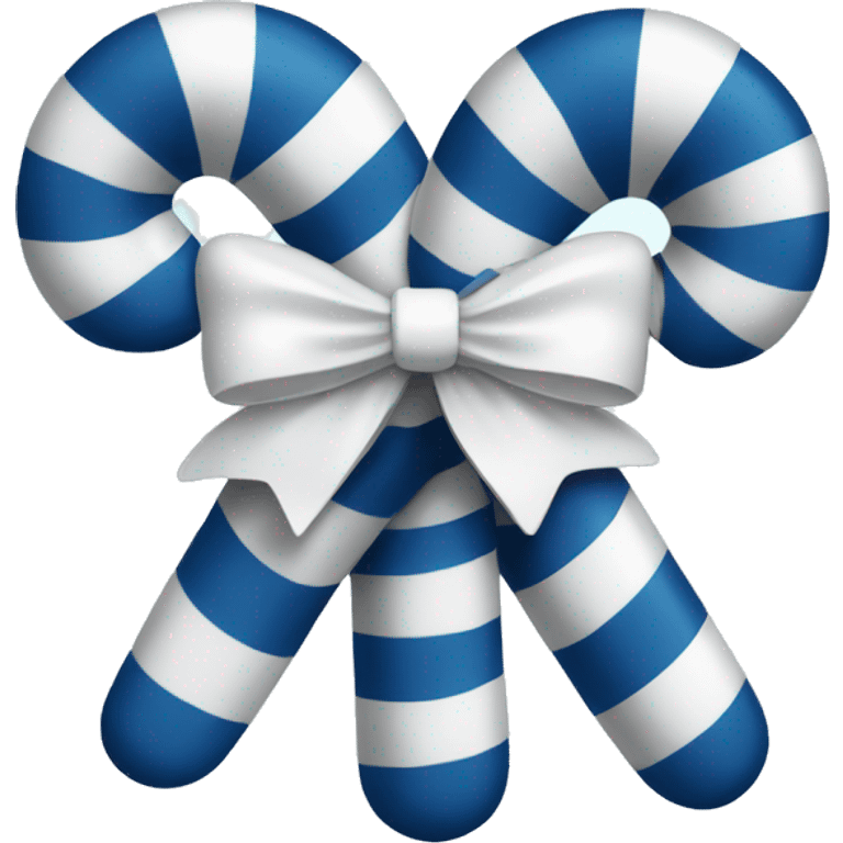 dark blue and white candy cane with white bow  emoji