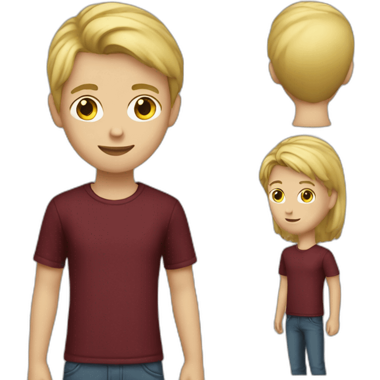 blond teenage boy with maroon shirt emoji