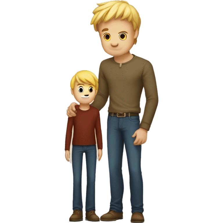 incredibly tall giant holds small blond man emoji