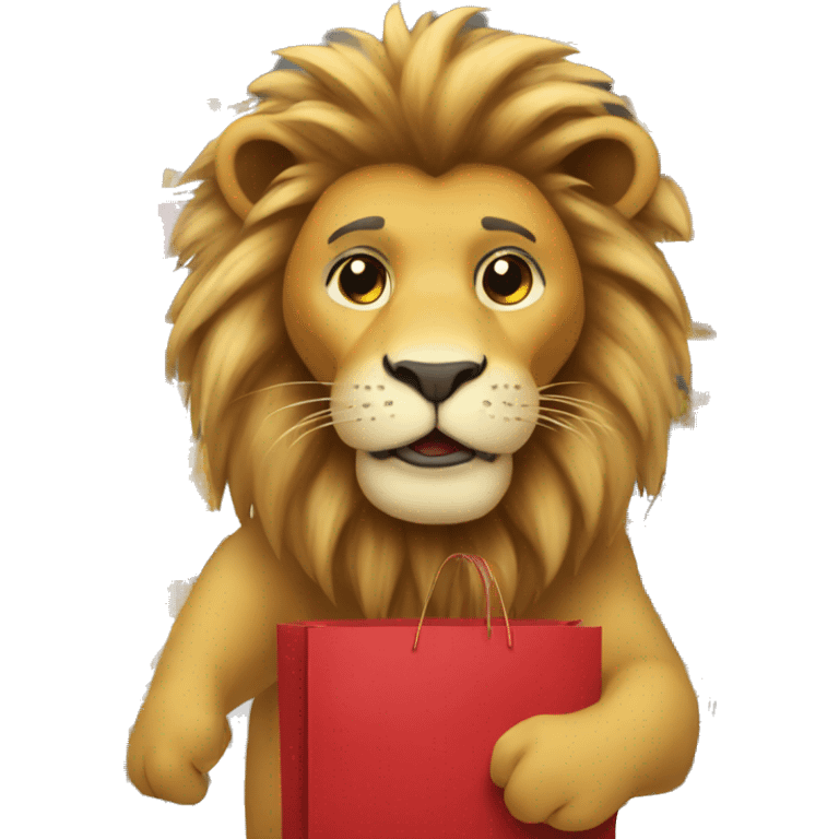 a Lion doing shopping for christmas emoji