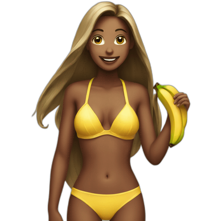 A girl in bikini with a banana emoji