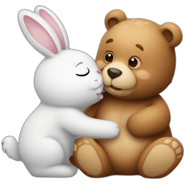 Bear and bunny kissing emoji