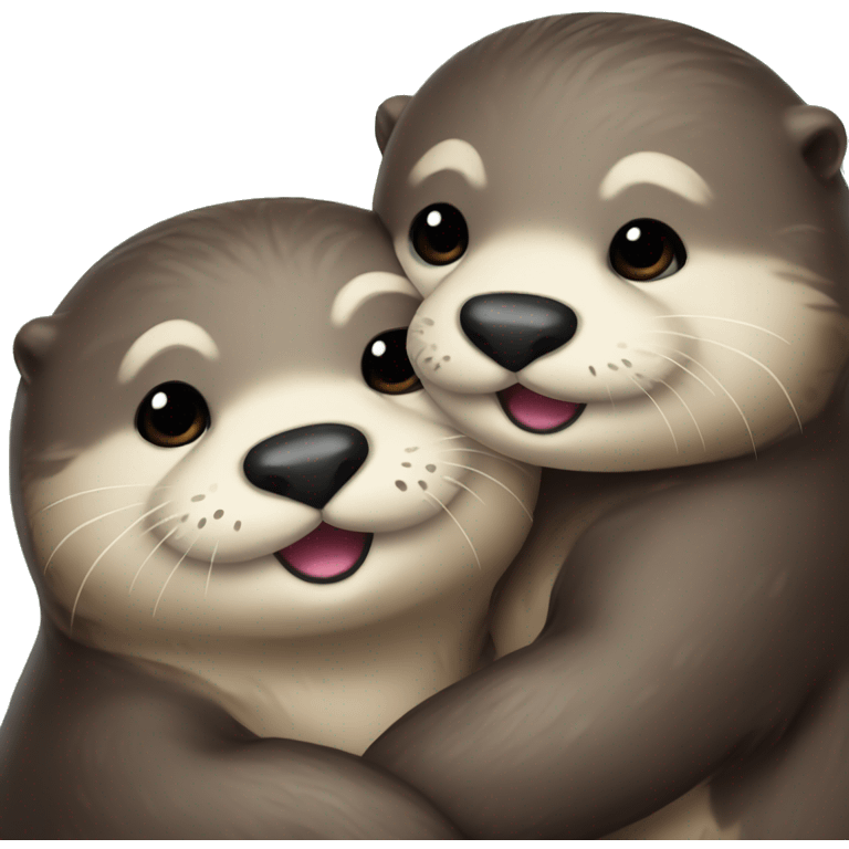 Cuddling cute otters, one has a mustache  emoji