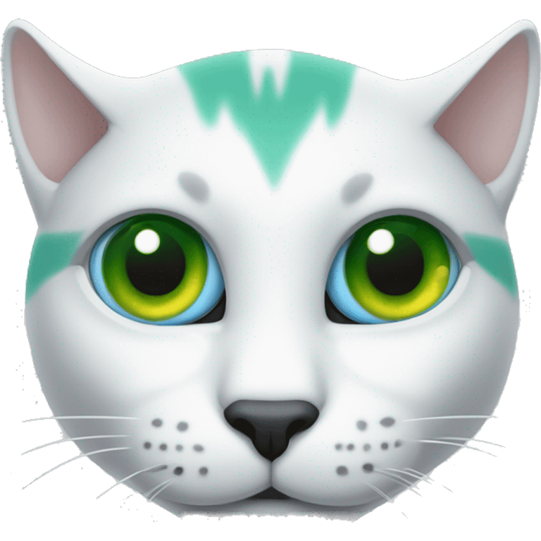 Gato  blanco con un ojo azul y otro verde emoji