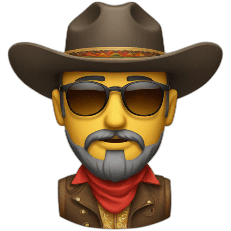 Cantautor con sombrero vaquero  barba gafas y guitarras emoji