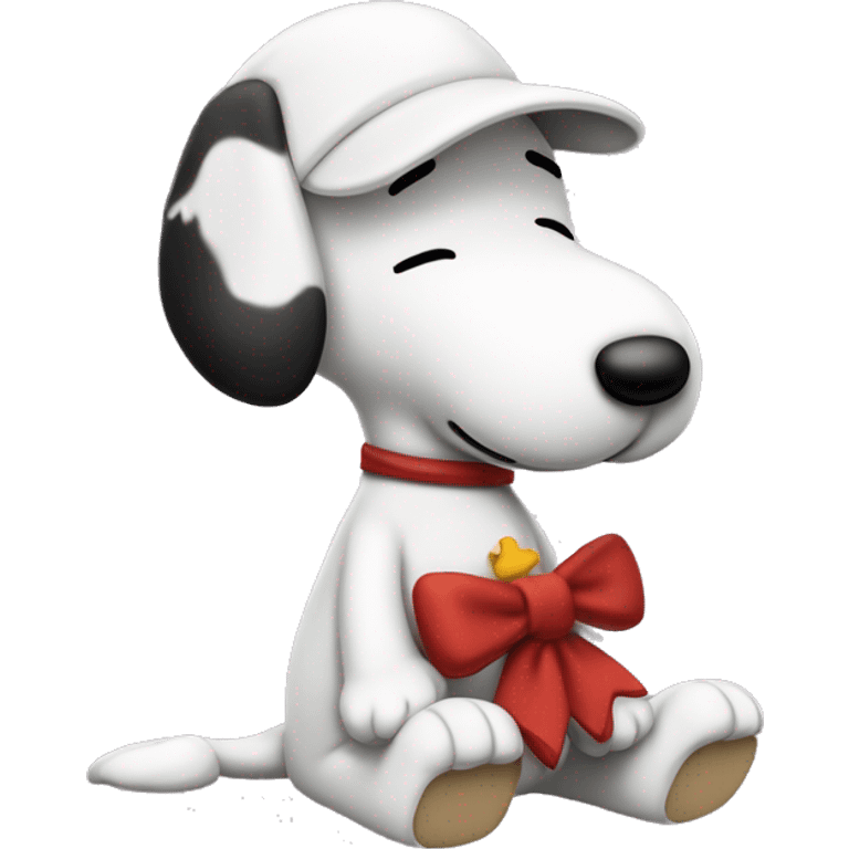 Personaje snoopy de bebé con un lazo en la cabeza emoji