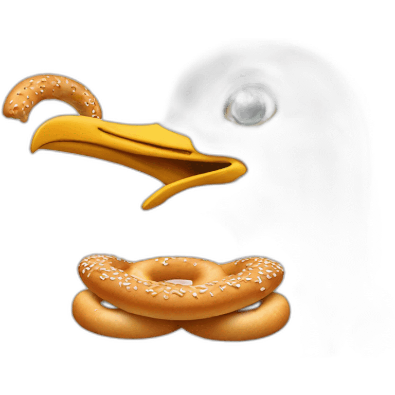 Seagulls with simit in mouth emoji