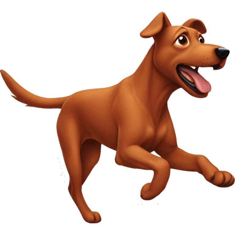 solid red dog with pointed ears running emoji