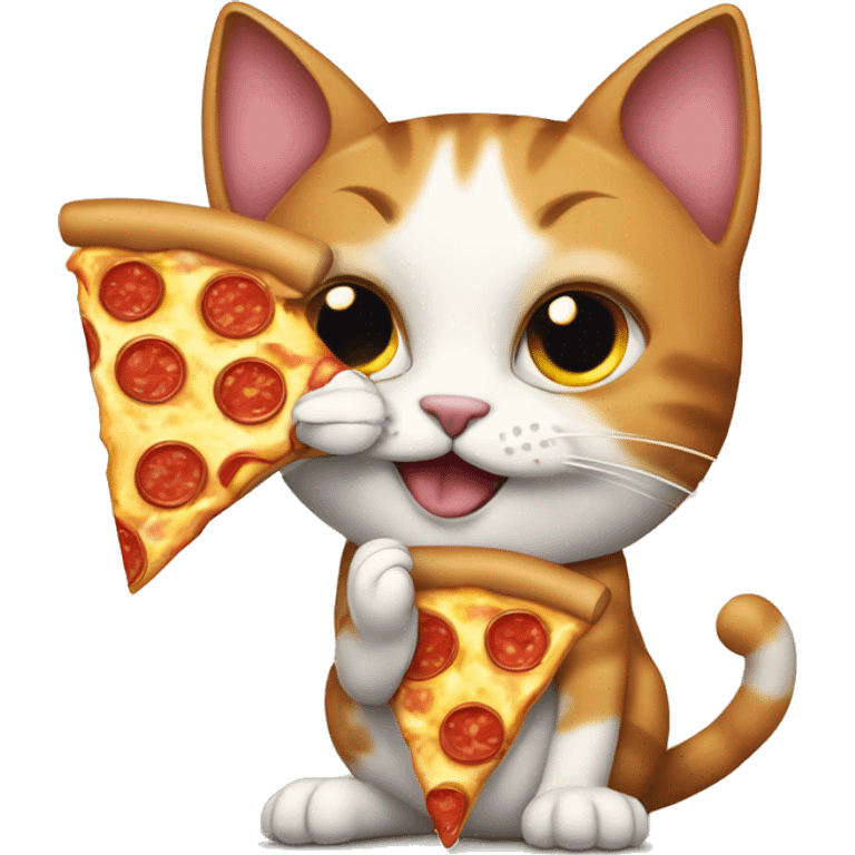 Cat eating pizza emoji