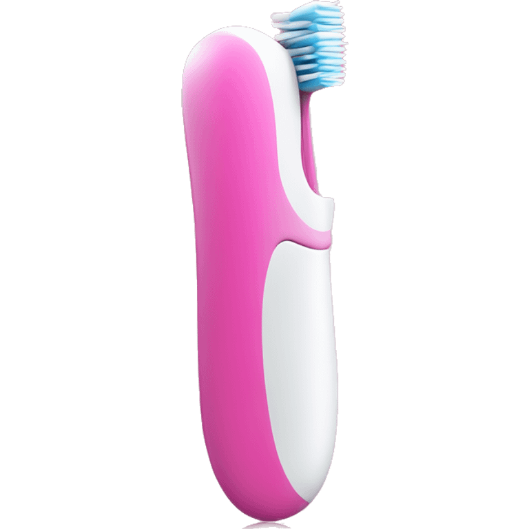 pink cute electric toothbrush with a drop it toothpaste emoji