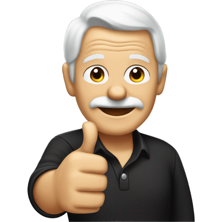 old man in black shirt giving a thumbs up.  emoji