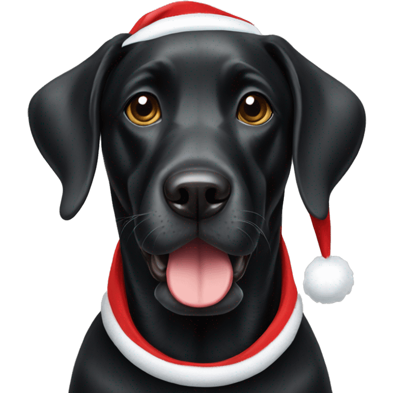 Black lab wearing Santa hat emoji