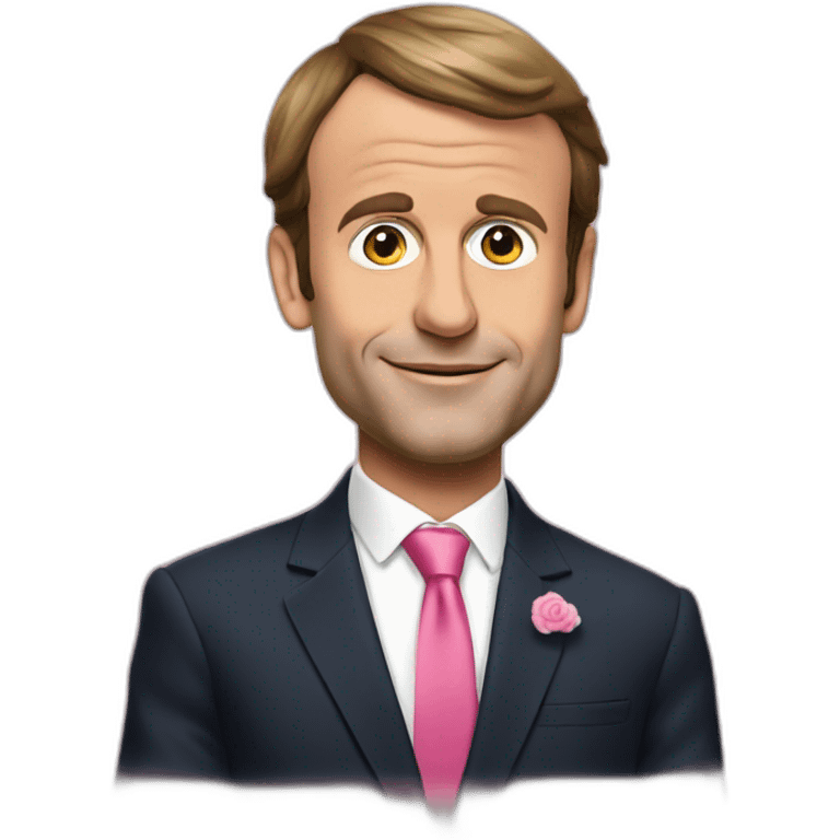 Emmanuel Macron with a pink dress emoji