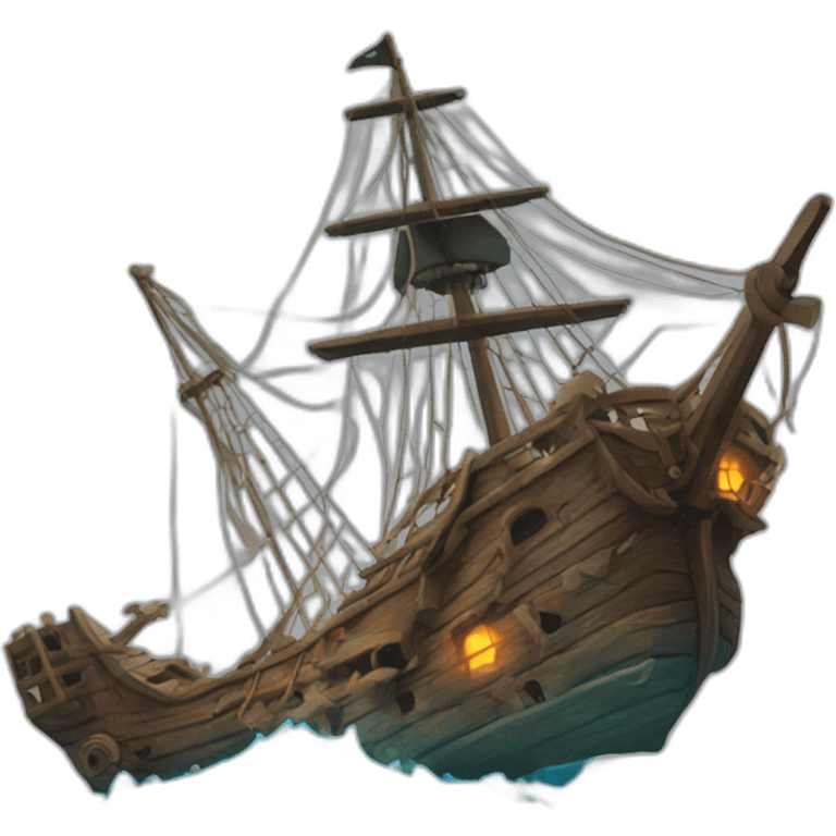 A wreck of a pirate galleon that is sinking emoji