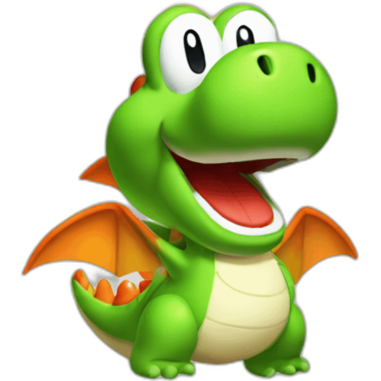 Yoshi from Mario Party head only breathing fire emoji