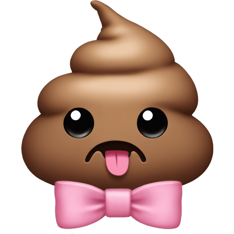 Poop with light pink bow emoji