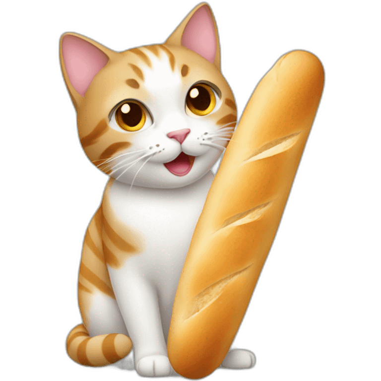 Cat with a french baguette emoji